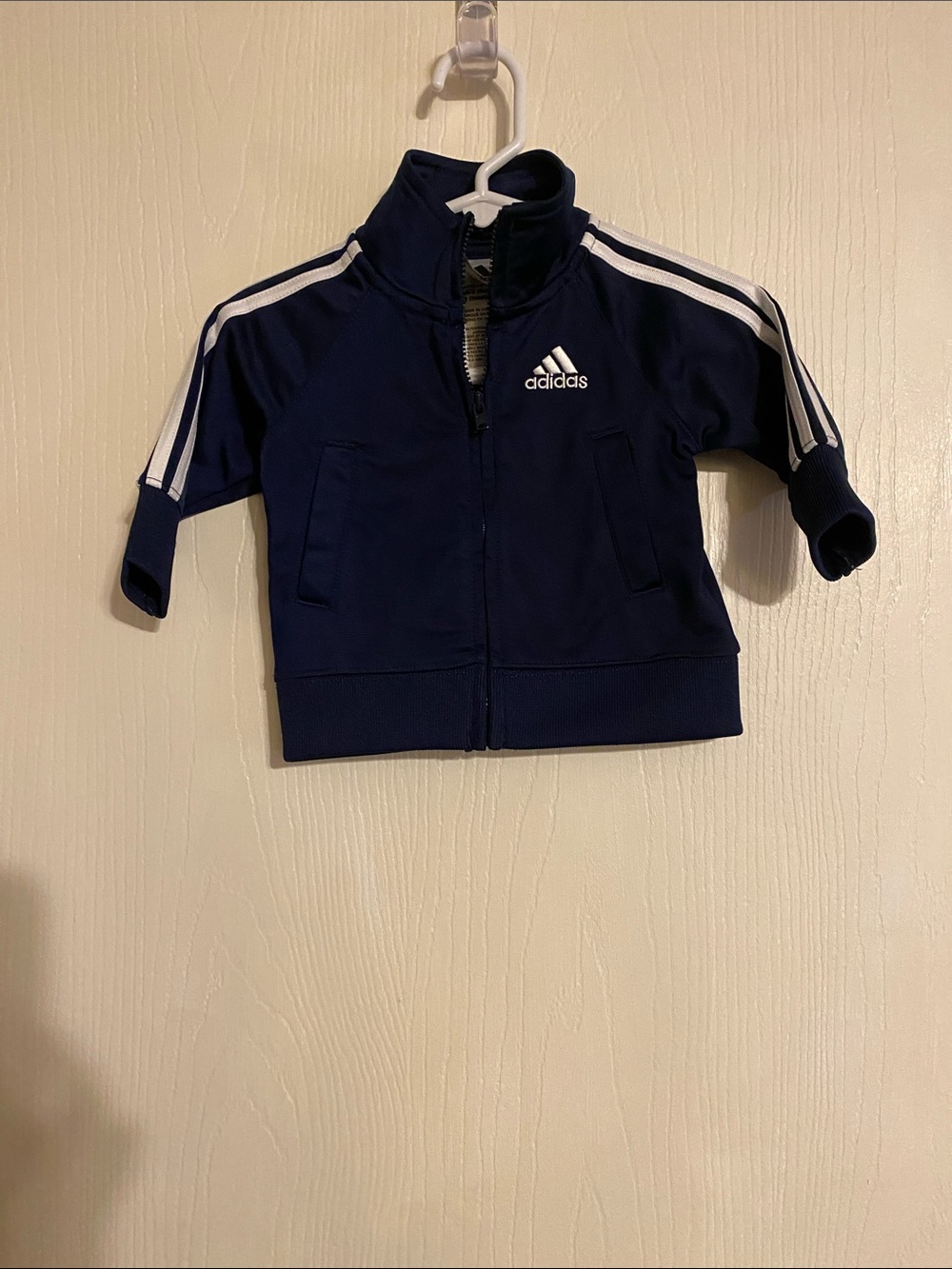 adidas Navy and White Kids Zip Track Jacket